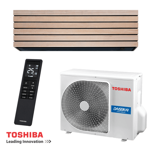 Toshiba Super Daiseikai 10 inverter air conditioner with 10,000 BTU, Wi-Fi, A+++ efficiency, ultra-quiet operation, and smart features.