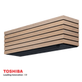 Toshiba Super Daiseikai 10 inverter air conditioner with wooden exterior, built-in Wi-Fi, ultra-quiet operation, energy efficiency A+++, and smart features for cooling and heating rooms up to 40 m²