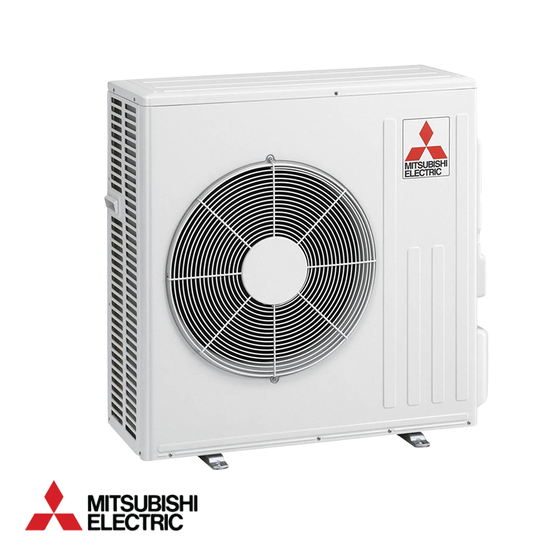 Outdoor unit of Mitsubishi Electric MSZ-AP71VGK + MUZ-AP71VG inverter air conditioner with high energy efficiency and built-in Wi-Fi control.