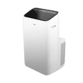 White AUX AM-12C4A4/QAR2-B6 mobile inverter air conditioner with black top panel and 360° rotating wheels for easy mobility