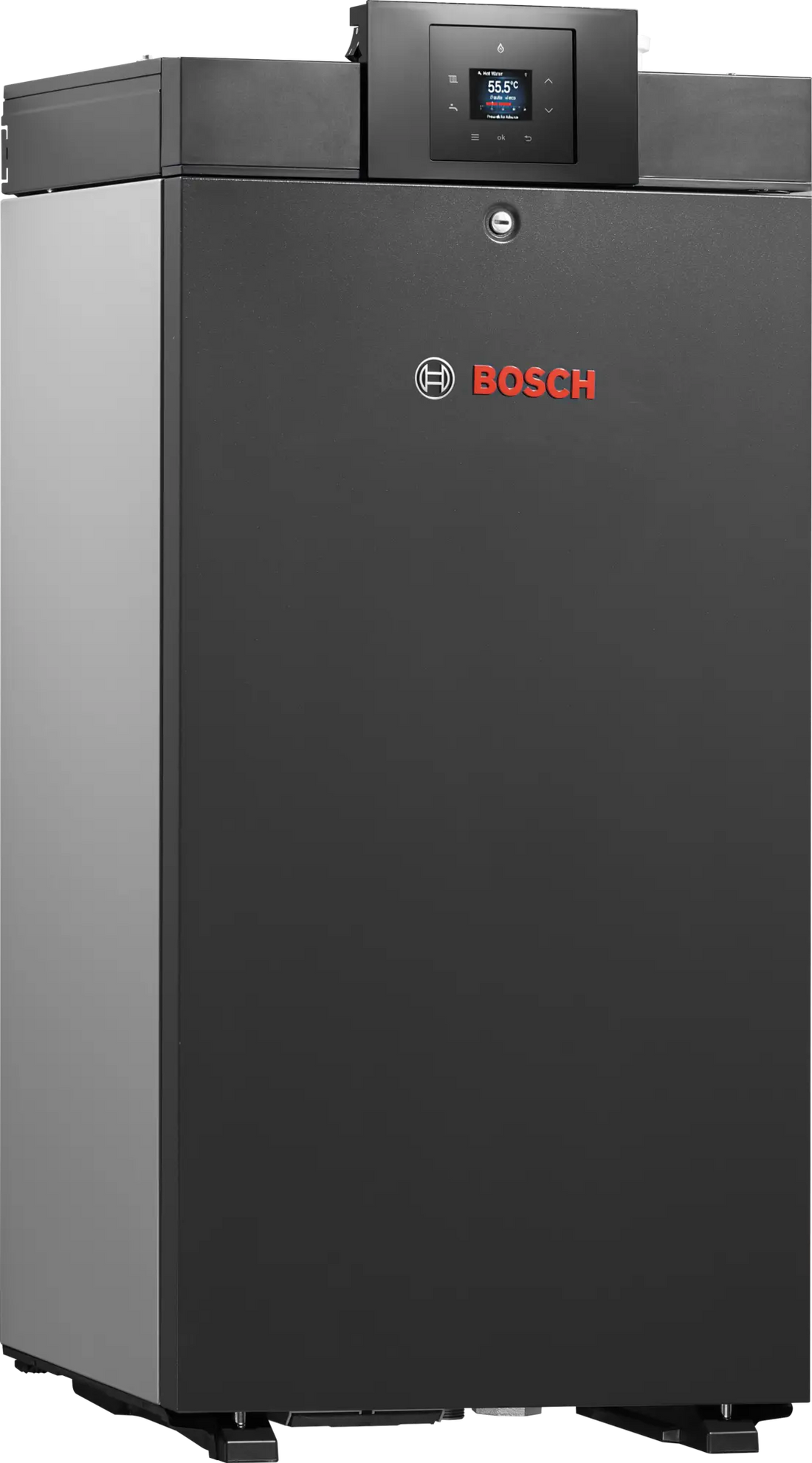 Bosch Condens 7000 WP compact condensing boiler for large buildings with cascade connection capability and high energy efficiency.