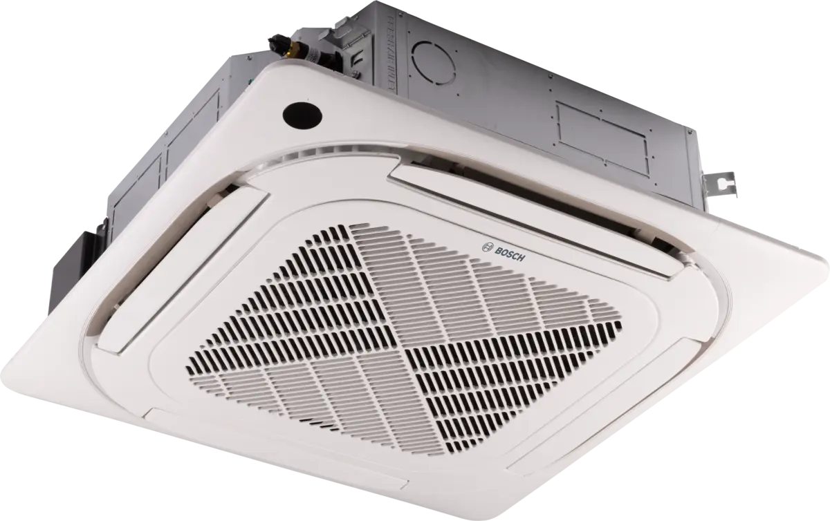 Bosch Climate 5000iU sleek 4-way cassette air conditioner with modern design and remote control features