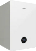 Bosch Condens 5700i WT wall-mounted white gas condensing boiler with integrated hot water tank and touchscreen control panel
