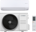 Bosch Climate 6000i inverter air conditioner indoor and outdoor units with remote control, white, 18000 BTU, energy-efficient cooling and heating.