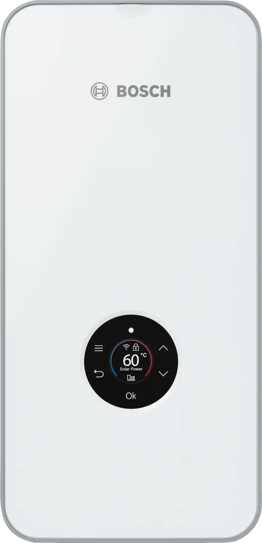 Bosch Electric Instantaneous Warmwasserbereiter TR8501i with full-color display and AquaStop safety system.