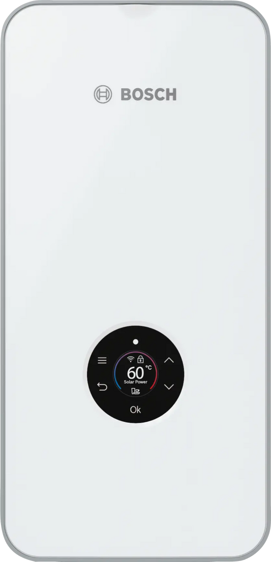 Bosch Electric Instantaneous Water Heater TR8501i with full-color display and AquaStop safety system.