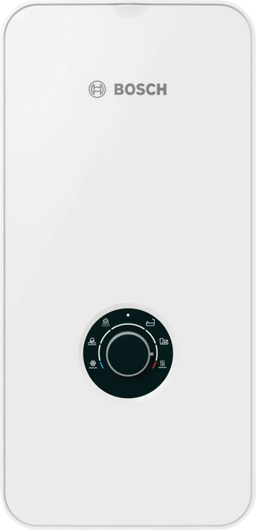 Bosch Electric Instantaneous Water Heater Tronic 5000 TR5001 with compact design and rotary knob control for kitchen and bathroom use