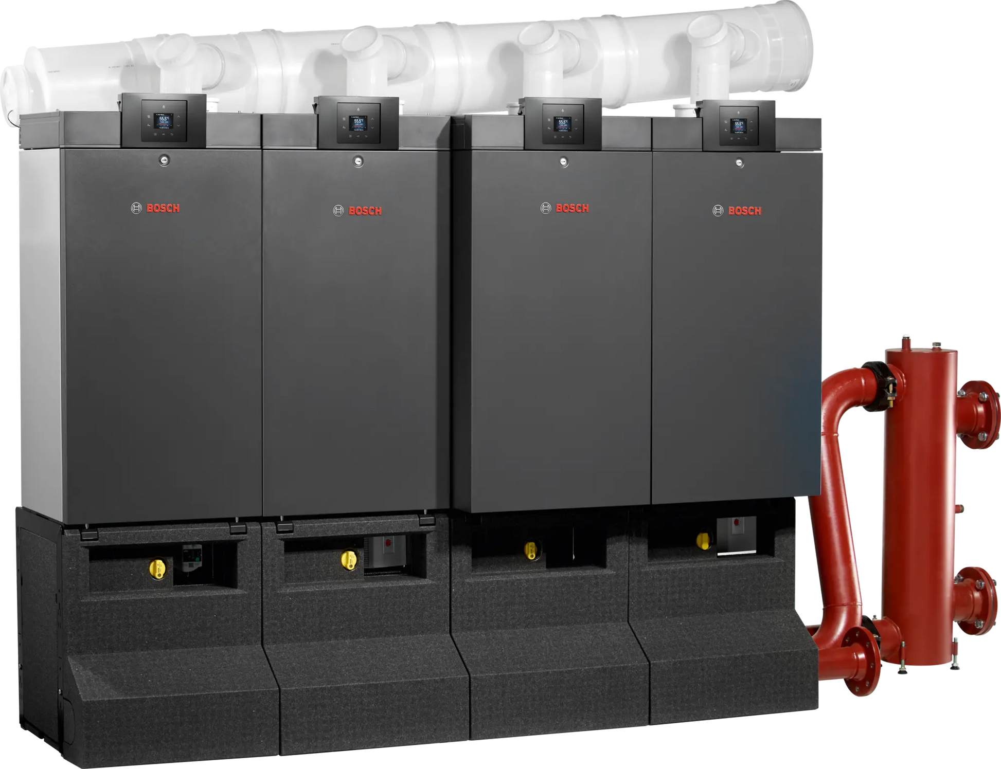 Bosch Condens 7000 WP commercial condensing boiler cascade system for large buildings with compact design and high energy efficiency