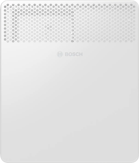 Bosch electric convector heater 1500W with LED display and safety features in white compact design