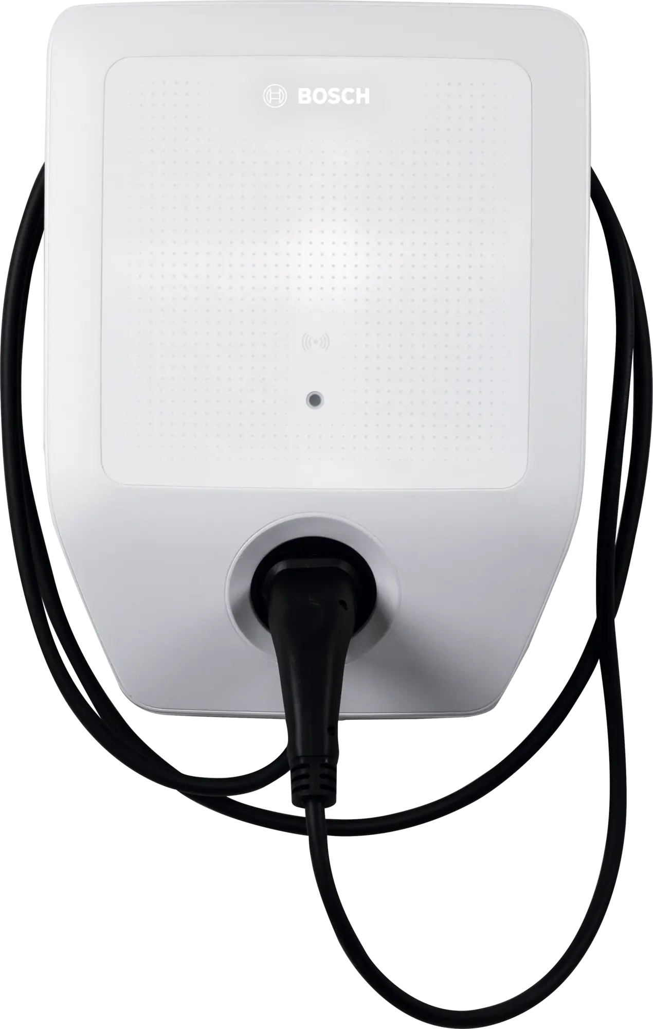 Bosch Power Charge 7000i smart wallbox charger with 7.5m Type 2 cable for electric vehicles, up to 11 kW, LAN and WLAN connectivity, solar energy optimization, and remote app control.