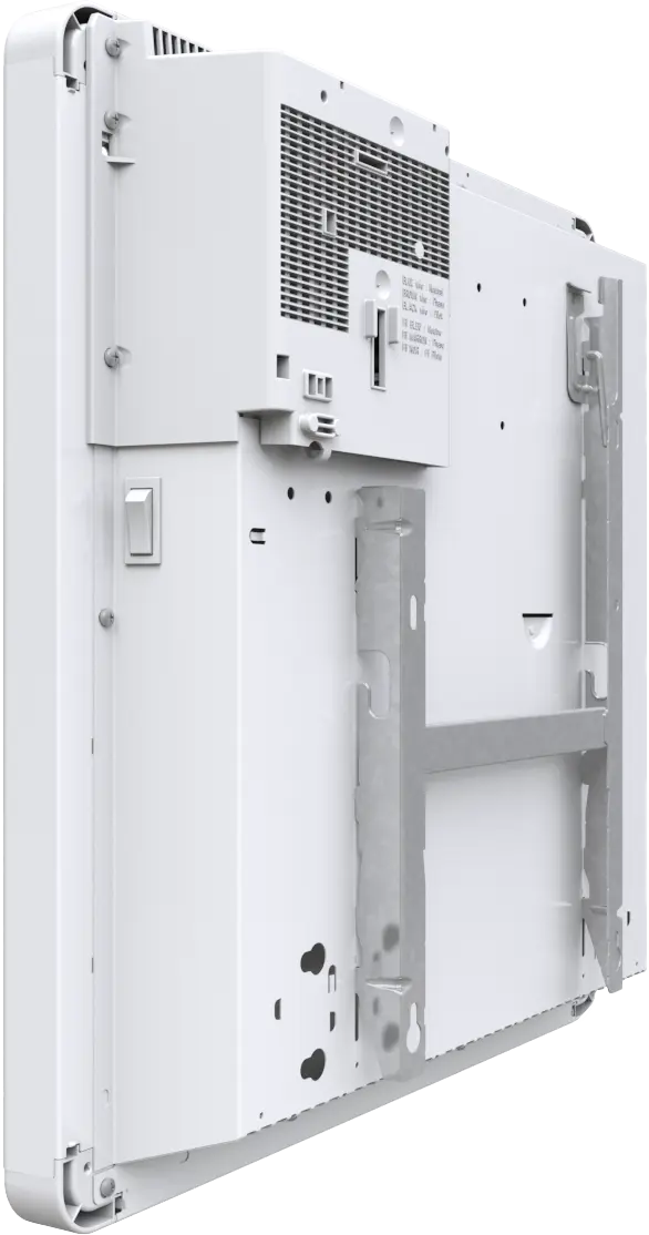 Bosch Electric Convector Heater 1500W rear view wall-mountable design with ventilation and control panel.
