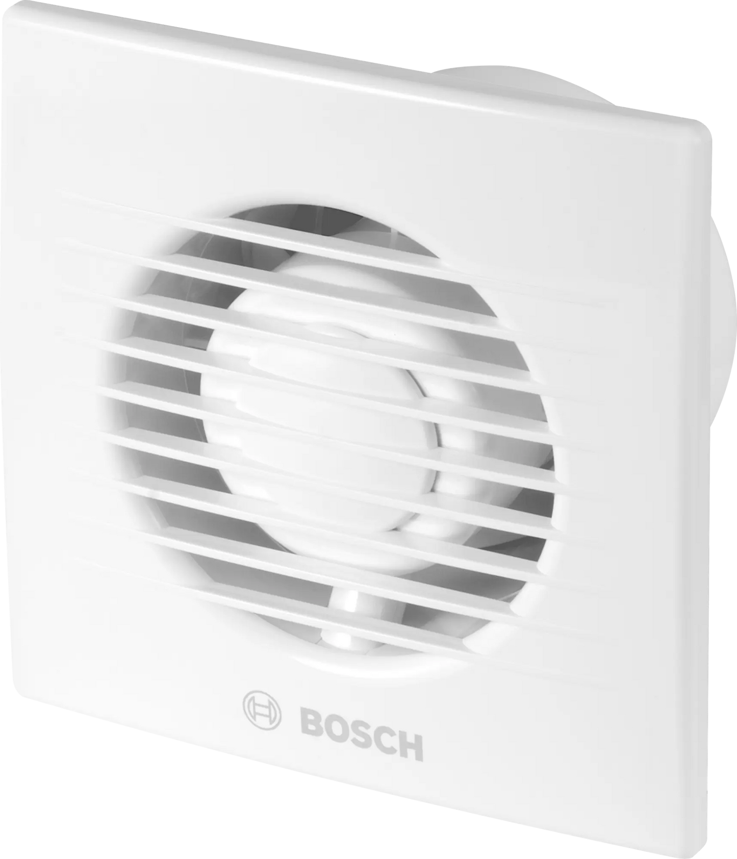 Bosch F1300 W 100 compact bathroom fan with 100mm diameter, silent 35dB operation, and IPX4 moisture protection