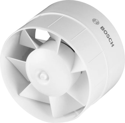 Bathroom Fan Bosch F1200 D 125 high-performance white bathroom ventilation fan with 125mm outlet and low noise design