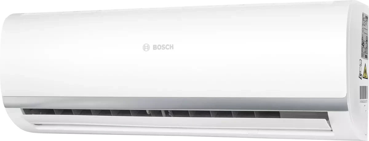 Bosch CL2000 Set 53 WE white wall-mounted air conditioner with quiet operation, energy-efficient inverter technology, and gray bezel design