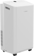 Bosch Cool 2000 mobile air conditioner with 2000W cooling capacity, portable design, eco-friendly R290 refrigerant, and adjustable 360° airflow.