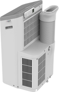 Bosch Cool 5000 mobile air conditioner with inverter technology, white body, integrated handles, caster wheels, and remote control on top, designed for efficient cooling, dehumidifying, and ventilation.