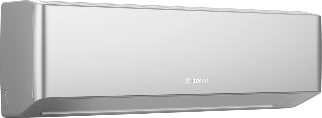 Bosch Climate 7000i silver inverter air conditioner with A+++ energy rating, multi-layer air filtration, smart Wi-Fi control, and ultra-quiet 19dB operation.