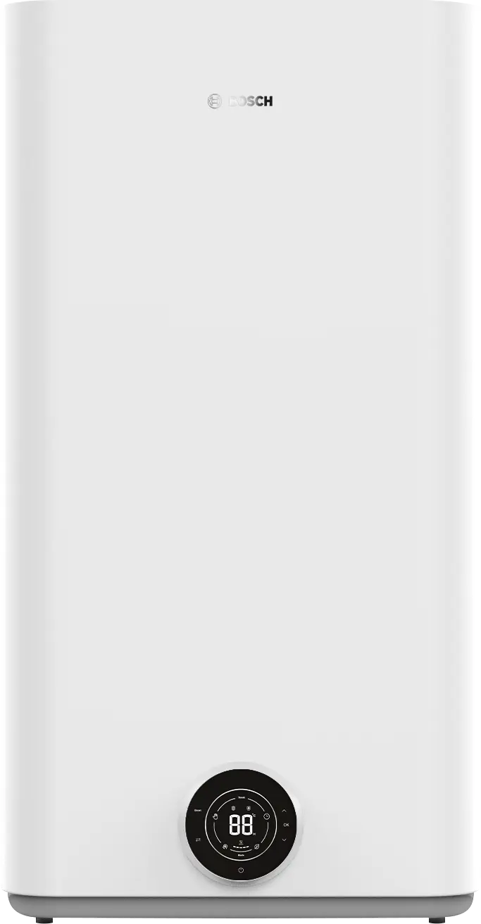 Bosch Tronic 4500 T electric storage water heater with compact square design and energy-saving modes