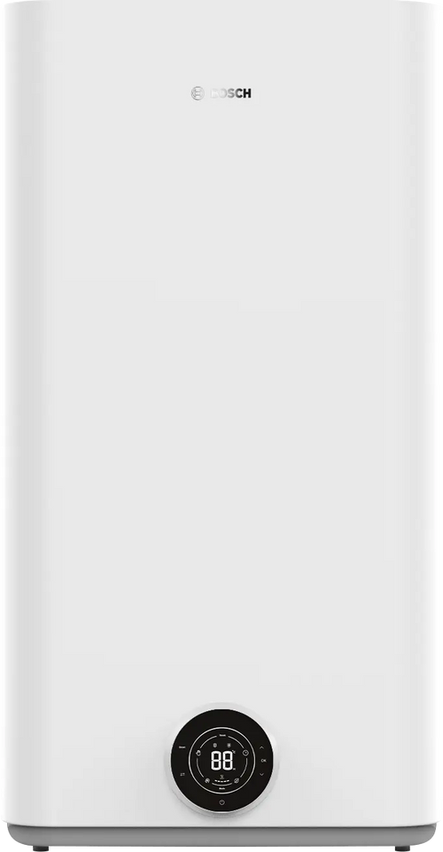 Bosch Tronic 4500 T electric storage water heater with compact square design and energy-saving modes