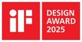 iF Design Award 2025 logo in red and white, symbolizing excellence in design.