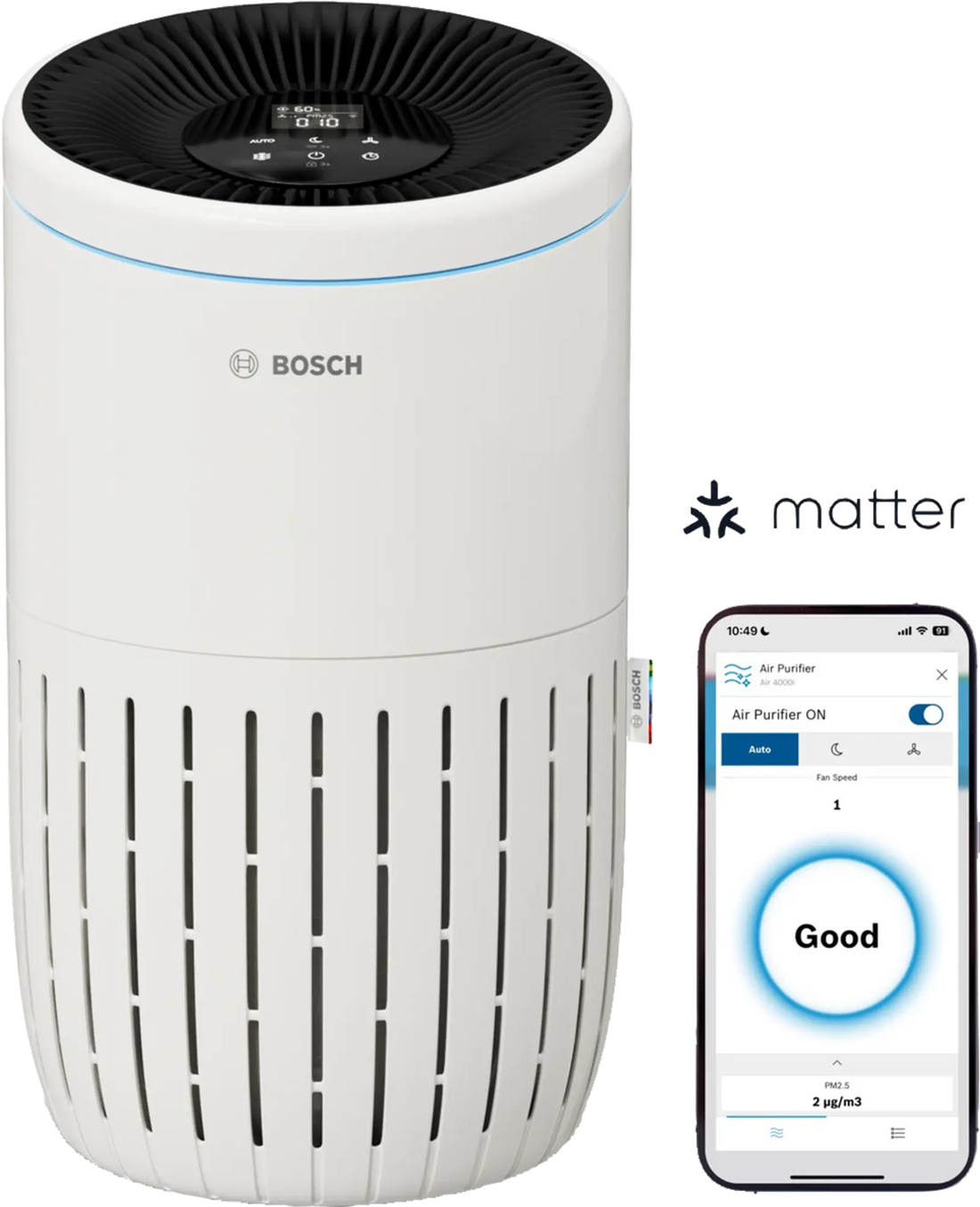 Bosch Air 4000i air purifier with 3-layer filtration and app control for medium rooms