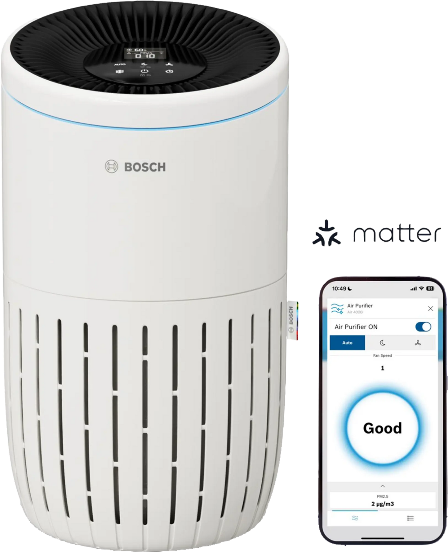 Bosch Air 4000i air purifier with 3-layer filtration and app control for medium Räume