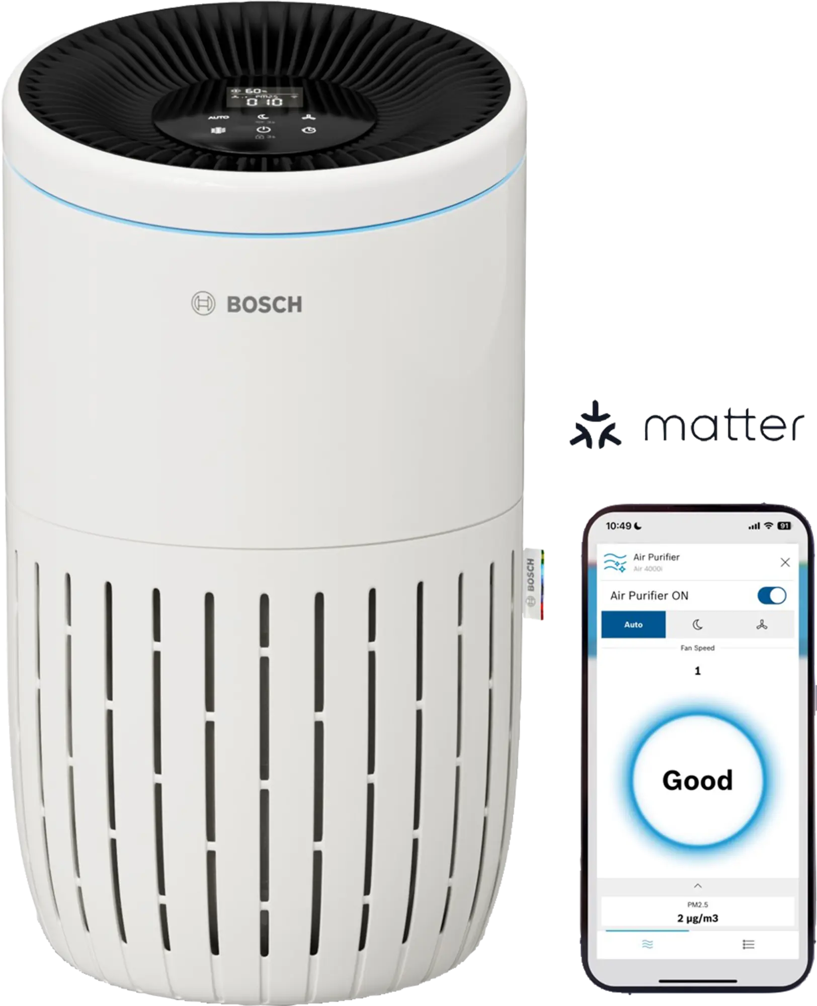 Bosch Air 4000i air purifier with 3-layer filtration and app control for medium rooms