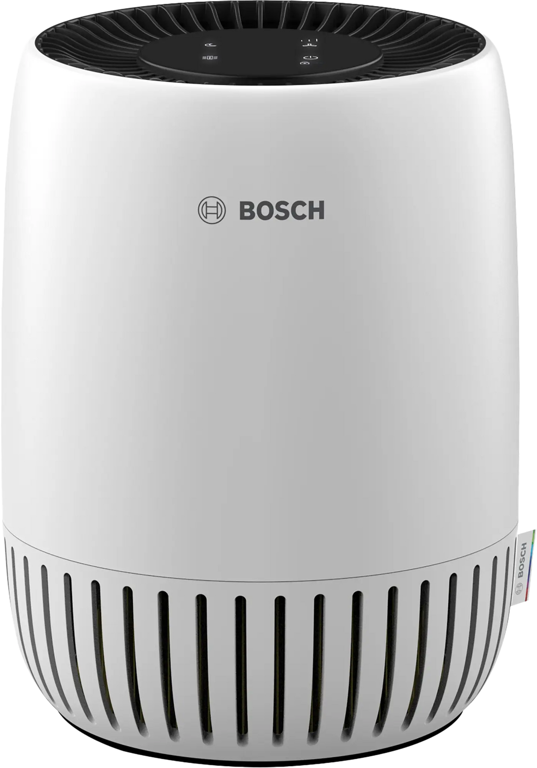 Bosch Air 500 air purifier with HEPA filter for rooms up to 455 sq ft, removes dust, allergens, and VOCs, with manual settings and quiet sleep mode.