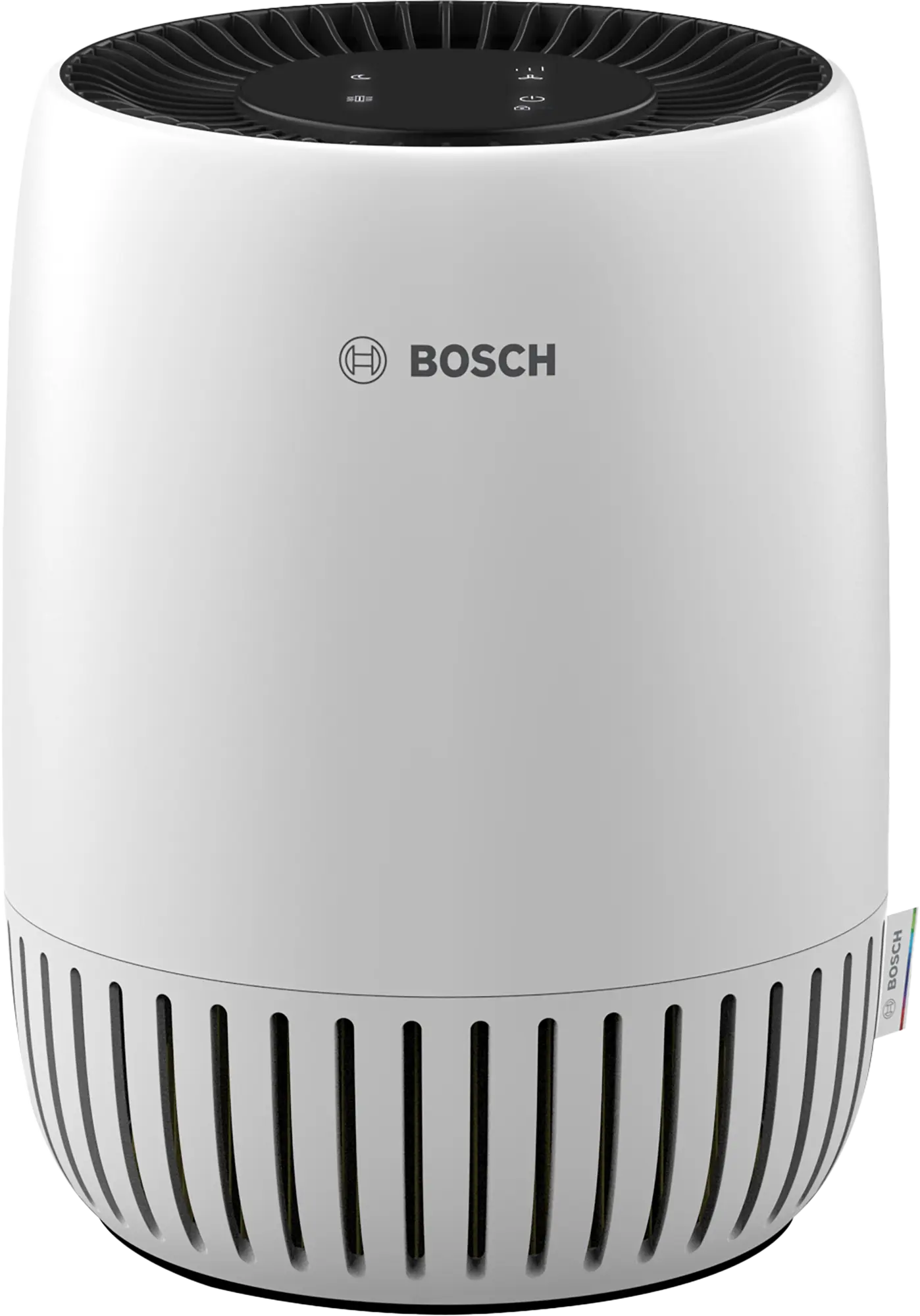 Bosch Air 500 air purifier with HEPA filter for rooms up to 455 sq ft, removes dust, allergens, and VOCs, with manual settings and quiet sleep mode.