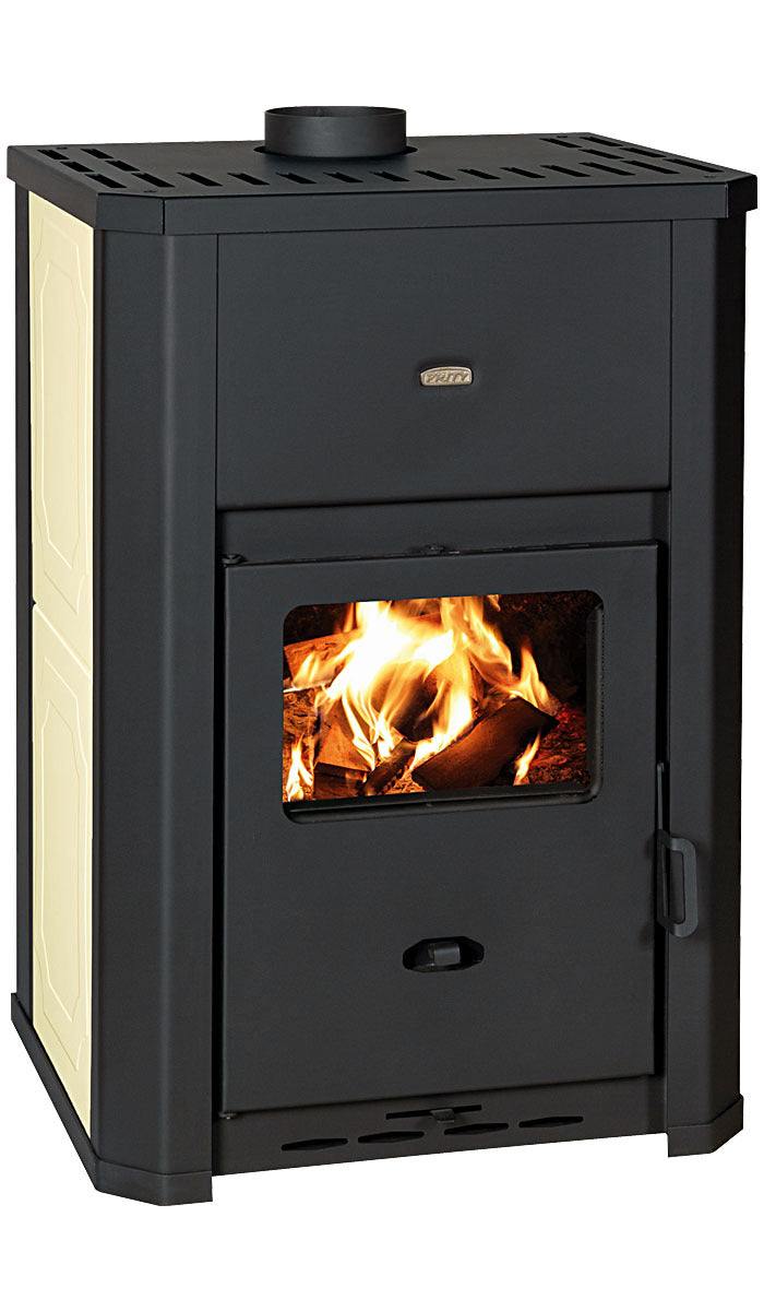 Fireplace PRITY WD W24 D wood-burning stove with 24kW max heat output and 31L water tank, energy class A, Ø150mm flue