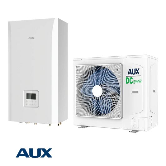 AUX ACHP-H16/4R3HA monophase heat pump with Wi-Fi, eco-friendly R-32 refrigerant, heating up to 65°C, quiet operation, and energy class A+++