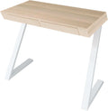 Modern Nith Desk with oak veneer top and white steel legs, 100 x 76 cm compact workspace