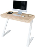 Modern Nith Desk with oak veneer top and white steel legs, 100x76 cm compact workspace