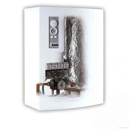 Electric boiler Bosch Tronic 5000 H 30 kW with built-in pump and safety valve, compact design, and energy class D